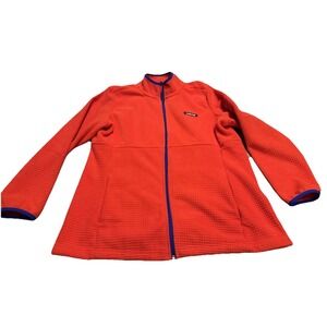 LANDS END Jacket Womens Full Zip Fleece Reddish Orange Blue Sz XXL (20)